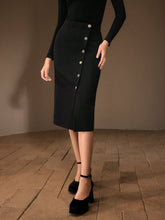 MOTF PREMIUM SOLID BUTTON FRONT STRAIGHT SKIRT